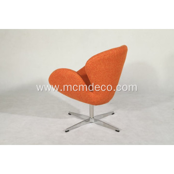 orange fabric swan chair with alu leg